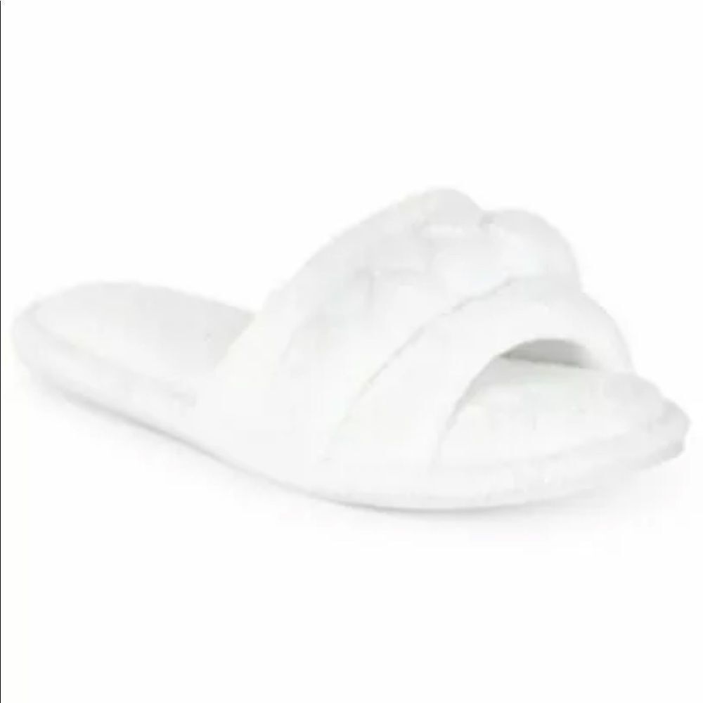 Charter Club White Braided Detail Open-Toe Slippers XL NWT